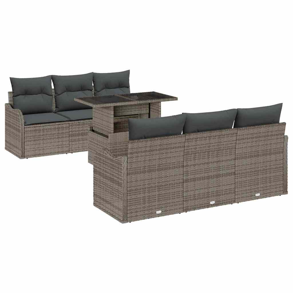 Garten-Sofa-Set 7 pcs Grau 100 x 55 x 73 cm Poly Rattan